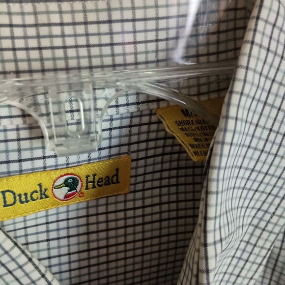 Duck Head Vintage Men's Button Front Shirt Sz Med Blue White Plaid Short Sleeve - Picture 5 of 5